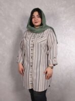 مانتو لینن یقه ایستاده - تصویر 3