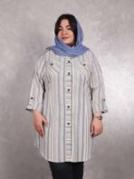 مانتو لینن یقه ایستاده