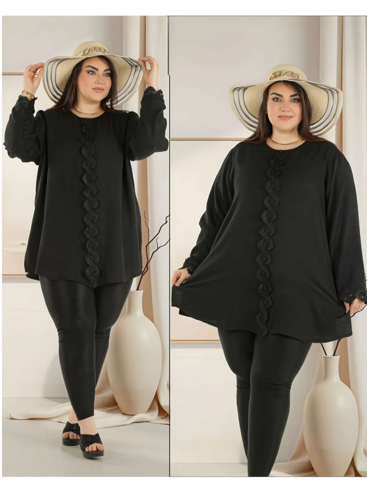Compress_20260623_142439_9541 شومیز مشکی جلو گیپور - تصویر 1
